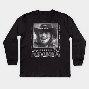 Hank Williams Jr / Vintage Faded Style Fan Design Kids Long Sleeve T-Shirt